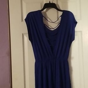 Mini blue dress with open back